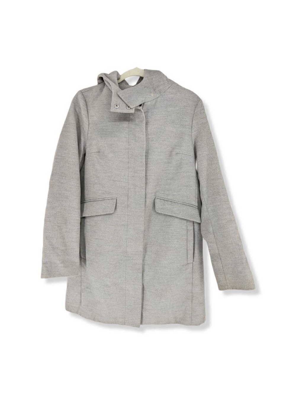 ASOS Women's Light Gray Hooded Wool-Blend Coat EUC